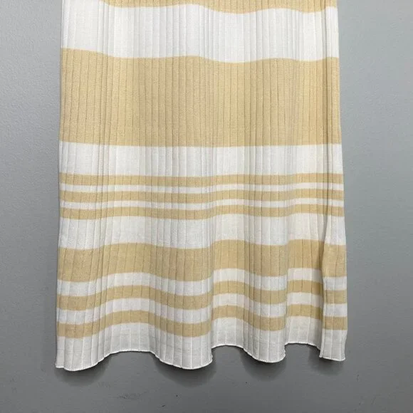 Significant Other Sage Striped Rib Knit Midi Skirt Womens 6 White Cream Beachy - Picture 7 of 11